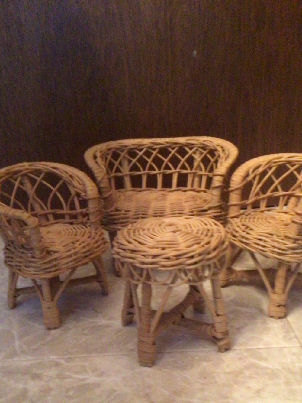 4 pc rattan doll set